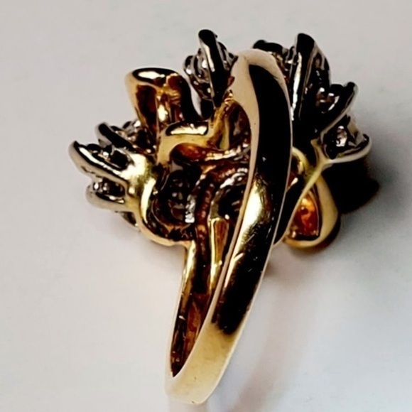 14K woman’s ring solid yellow gold with natural diamonds NWT “Pomegranate Bloom” - Picture 6 of 9